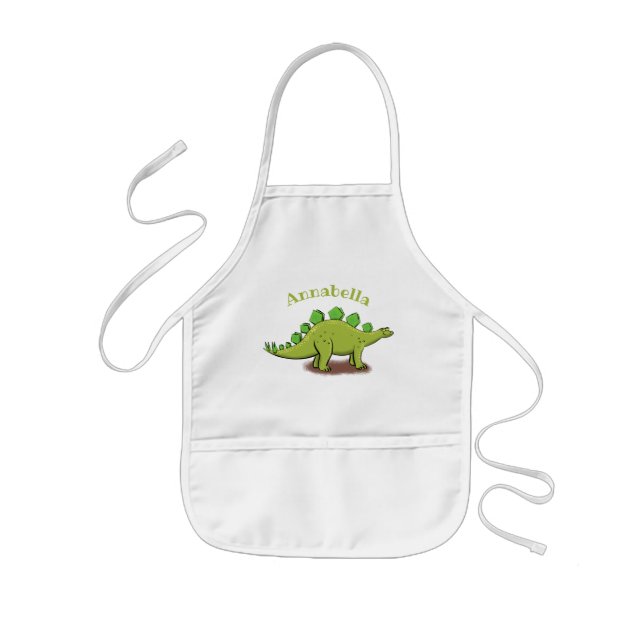 Tablier Enfant Drôle caricature de stegosaurus vert dinosaure (Devant)
