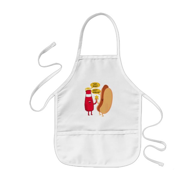 Tablier Enfant Drôle Hot Dog et Ketsup Cartoon (Devant)
