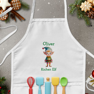 Tablier Enfant Elfe de Noël Personnalisé Mignon