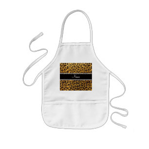 Tablier Enfant Empreinte de léopard de parties scintillant jaune 