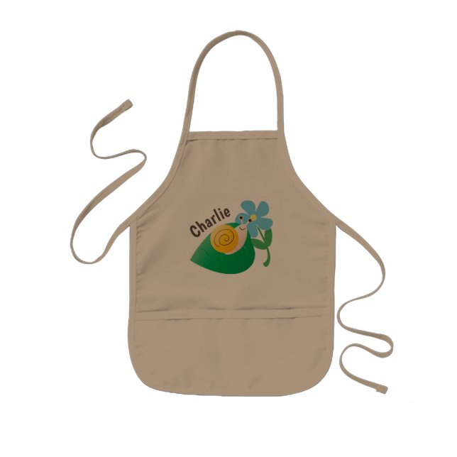 Tablier Enfant Escargot mignon et jardinage personnalisé par (Devant)