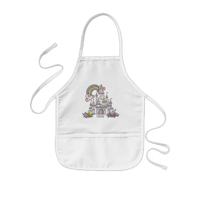 Tablier Enfant Fairytale Castle Princess Nom personnalisé (Devant)