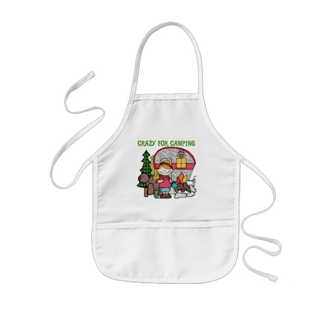 Tablier Enfant Fille blonde folle pour camper (Devant)