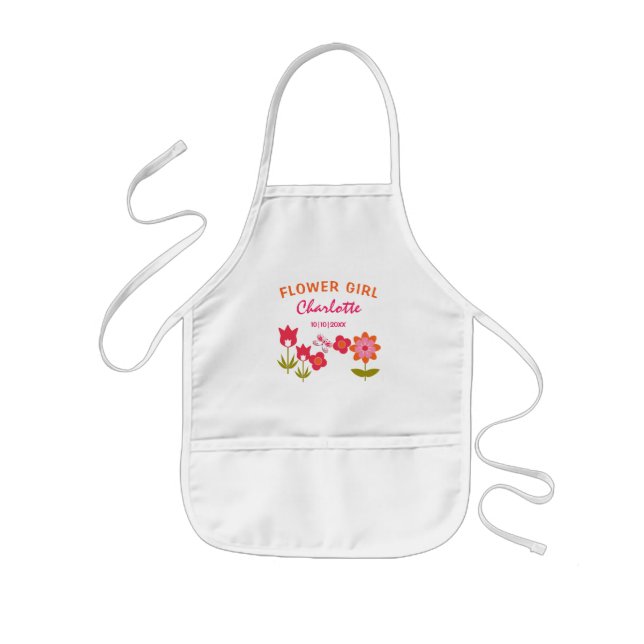 Tablier Enfant Fleur fille mignonne floral personnalisé tablier (Devant)
