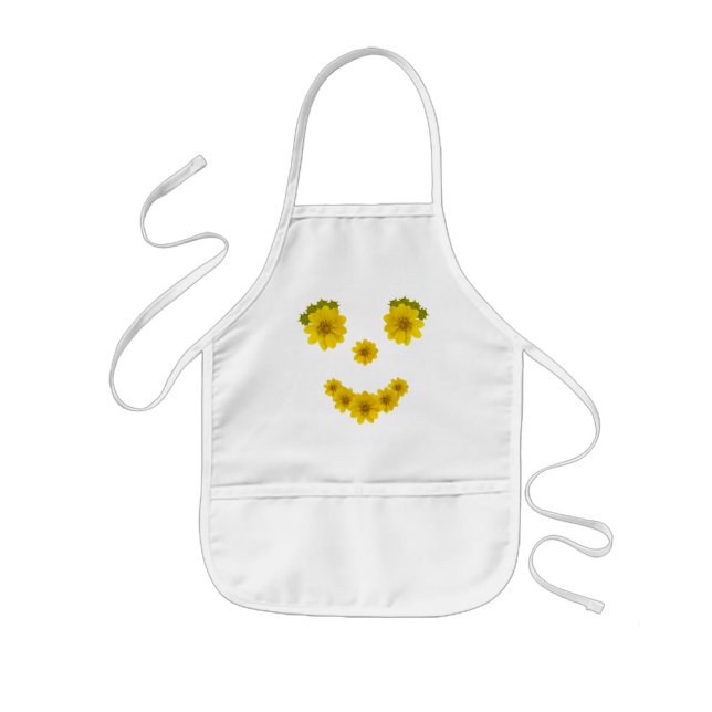Tablier Enfant Fleur Jaune Drôle Sourire clair (Devant)
