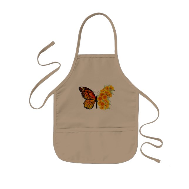 Tablier Enfant Flower Butterfly with Yellow California Poppy (Devant)