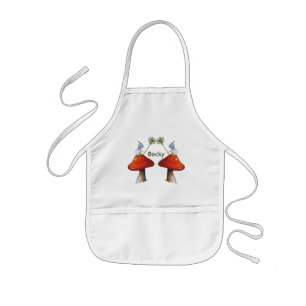 Tablier Enfant Gnomes avec des marguerites, champignons,