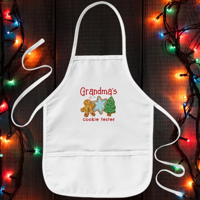 Tablier Enfant Grand-mère's Cookie Tester mignonne aide de Noël (Créateur téléchargé)
