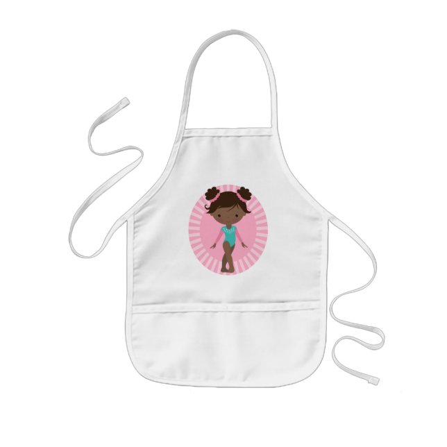 Tablier Enfant Gymnaste - Cute Gymnastique Africaine-Américaine (Devant)