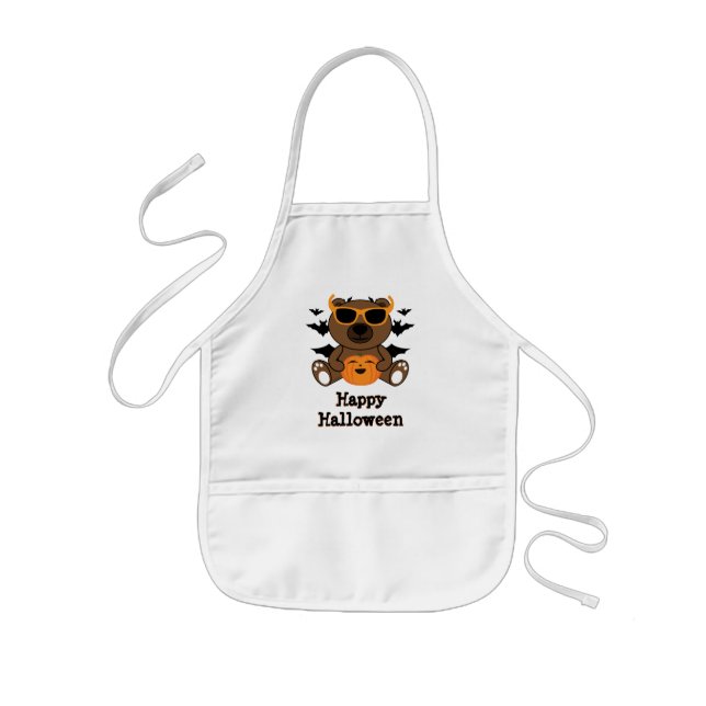 Tablier Enfant Halloween ours citrouille Cool mignon Personnalise (Devant)