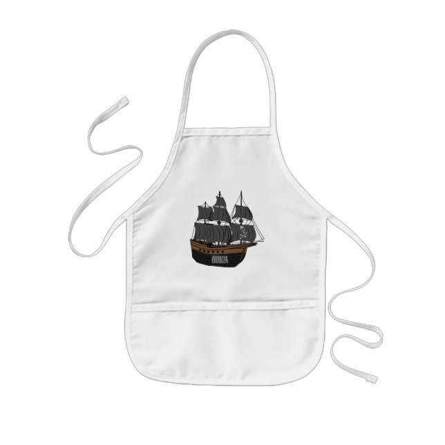 Tablier Enfant Illustration de bateau pirate (Devant)