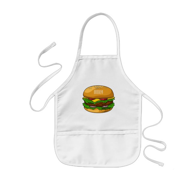 Tablier Enfant Illustration de Hamburger (Devant)