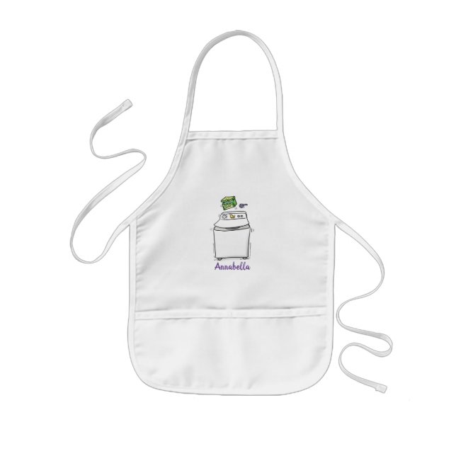 Tablier Enfant Illustration de lave-linge mignonne (Devant)