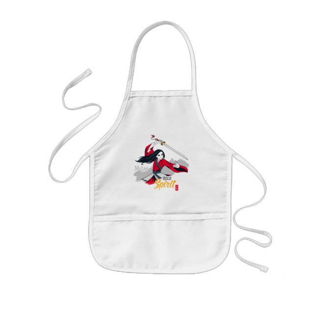 Tablier Enfant Illustration de Mulan "Bold Spirit" (Devant)