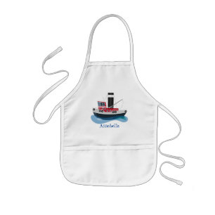 Tablier Enfant Illustration d'un bateau à chalutier mignon