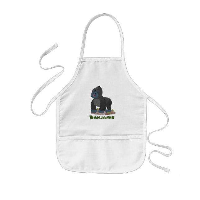 Tablier Enfant Illustration d'un grand joyeux gorille (Devant)
