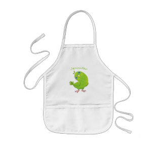 Tablier Enfant Illustration d'une curieuse perruche verte