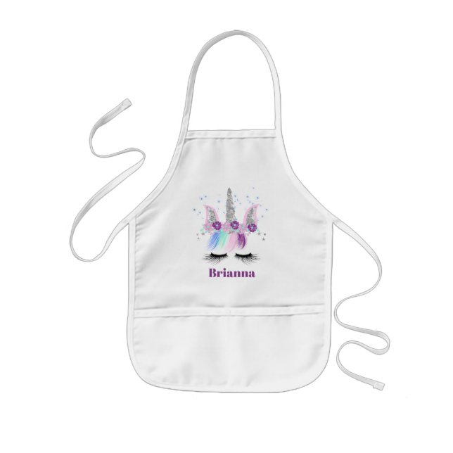 Tablier Enfant Imaginaire mignon licorne ajouter nom tablier (Devant)