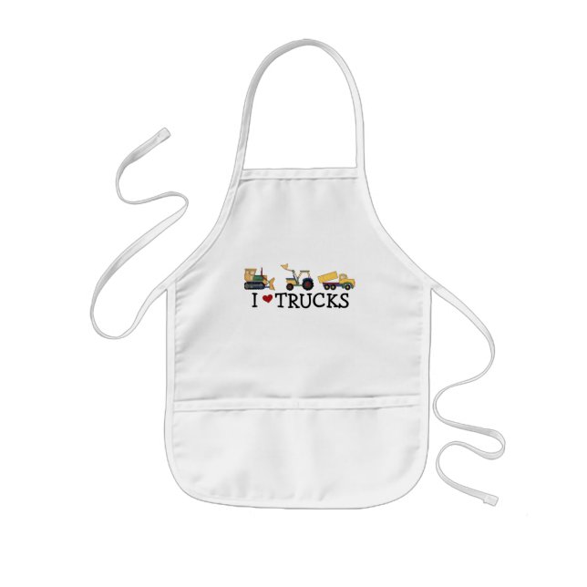 Tablier Enfant J'aime le T-shirts et les cadeaux de camions (Devant)