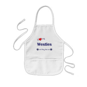 Tablier Enfant J'aime mon Westies (les chiens multiples)