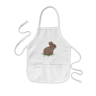 Tablier Enfant Joli Lapin des Bois dans du Trèfle