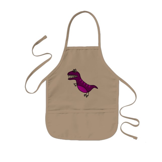 Tablier Enfant Joli tablier de dinosaure mauve drôle et en colère (Devant)
