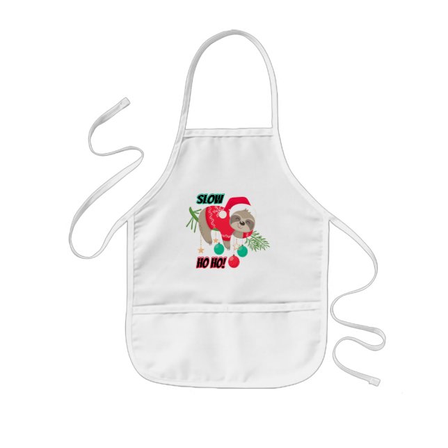Tablier Enfant Jolie et drôle Père Noël Sloth Lent Ho Ho (Devant)