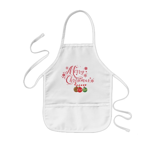 Tablier Enfant Joyeux Sucre de canne de Noël rouge étincelant Enf (Devant)