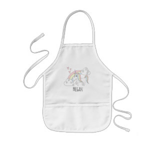 Tablier Enfant Le Cool Doodle Rainbow Unicorn avec son nom