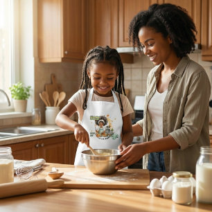 Tablier Enfant Les filles noires cuisinent le nom personnalisé du