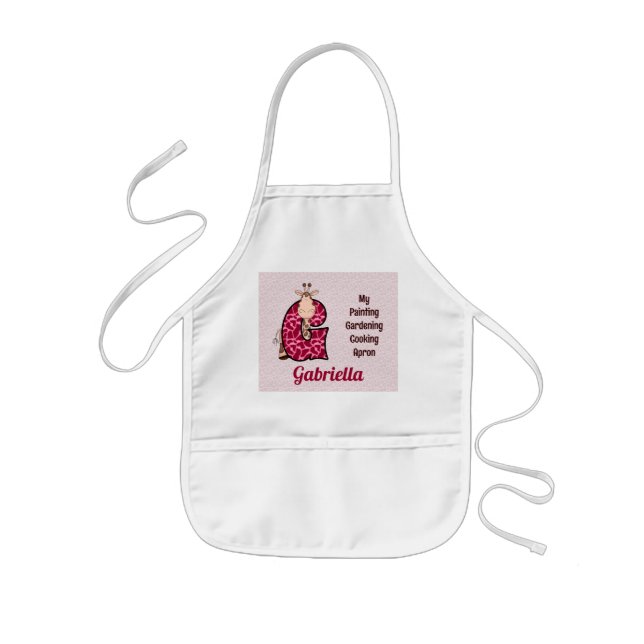 Tablier Enfant LETTRE G MONOMOBILE DE L'ENFANT EN GIRADE Rose (Devant)
