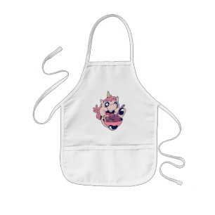 Tablier Enfant Licorne Potelée Heureuse de Tout-Petit Mangeant de