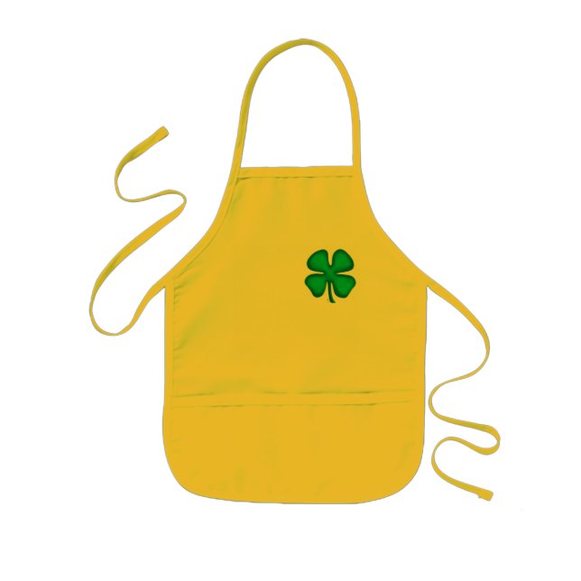 Tablier Enfant Lucky 4 Leaf Irish Clover kids jaune tablier chef (Devant)