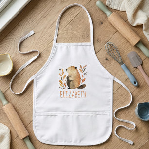 Tablier Enfant Marmotte de la forêt mignonne personnalisée