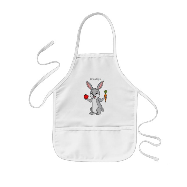 Tablier Enfant Mignonne lapin lapin avec caricature de légumes (Devant)