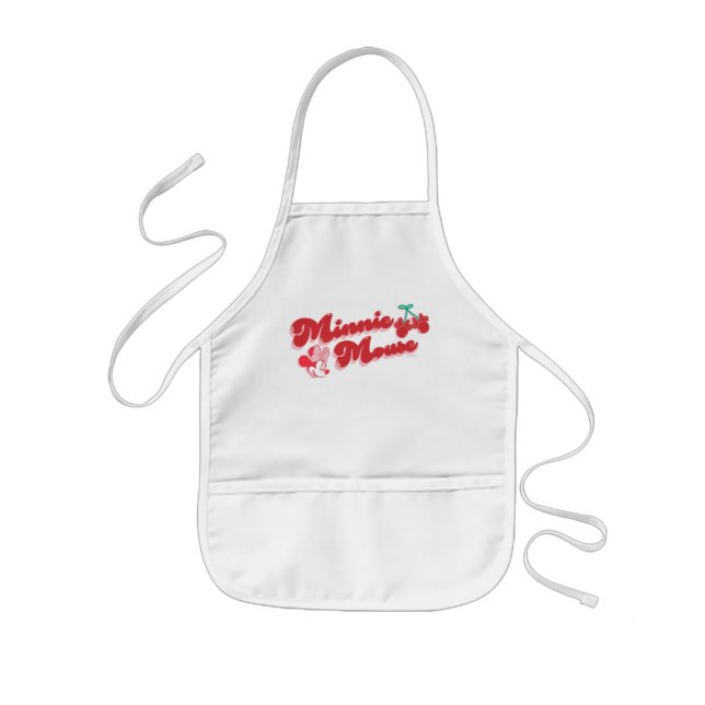 Tablier Enfant Minnie Mouse Cerise Douce Script (Devant)