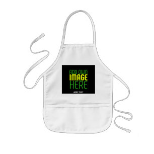 TABLIER ENFANT MODÈLE DE TEXTE D'IMAGE NOIRE ÉDITABLE BLANC MODER