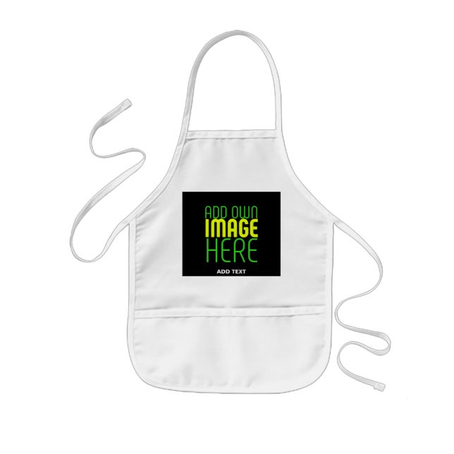 TABLIER ENFANT MODÈLE DE TEXTE D'IMAGE NOIRE ÉDITABLE BLANC MODER (Devant)