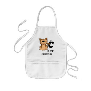 Tablier Enfant monogramme personnalisé C est pour chats chaton ch