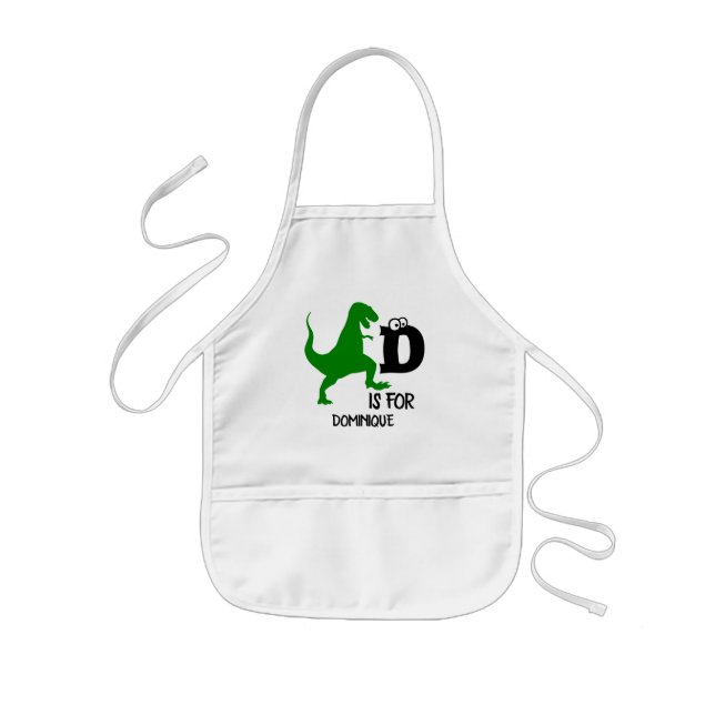 Tablier Enfant Monogramme personnalisé D pour Dinosaur mignon T R (Devant)
