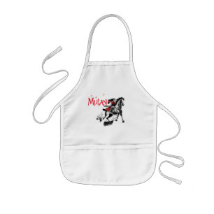 Tablier Enfant Mulan Riding Black Vent Aquarelle Art
