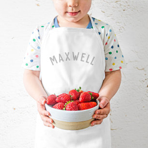 Tablier Enfant Nom personnalisé Monogramme Gray