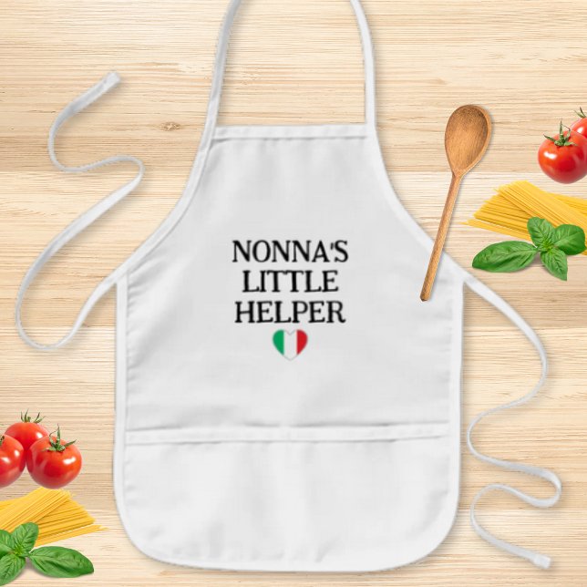 Tablier Enfant Nonna’s Little Helper Kids - Italian Flag Heart (Nonna's Little Helper with Italian Flag Heart Apron for Kids)