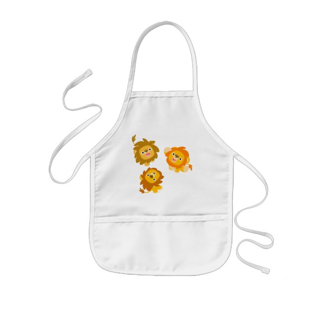 Tablier Enfant "Nous sommes ici ! !" Cute Cartoon Lions Enfants A (Devant)