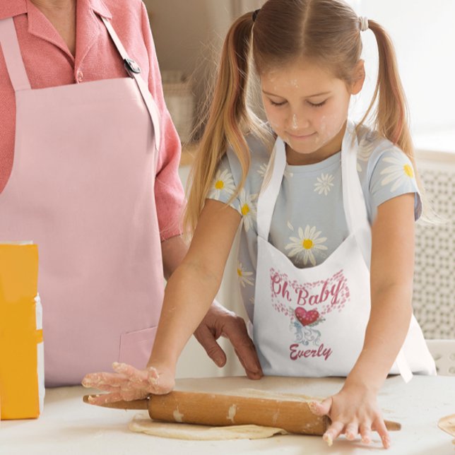 Tablier Enfant Oh Baby Personnalisé Fille Rose (Créateur téléchargé)