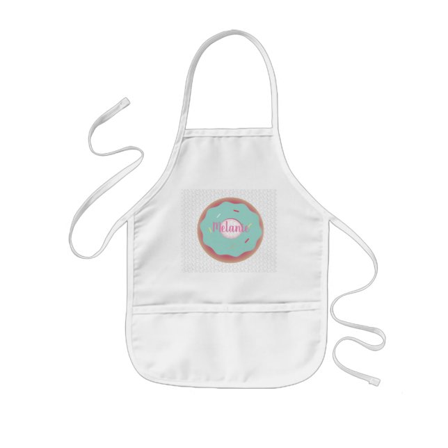 Tablier Enfant Ombre boulangerie Turquoise Donuts Nom personnalis (Devant)
