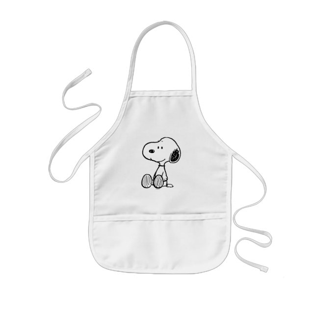 Tablier Enfant PEANUTS | Snoopy on Black White Comics (Devant)