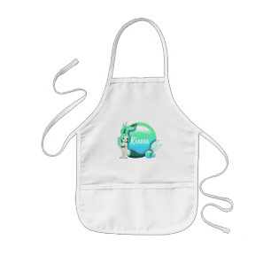 Tablier Enfant Perles de sirène et échelles Monogramme vert ID600