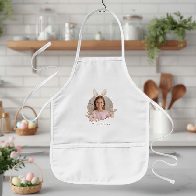 Tablier Enfant Personalized Easter Bunny Photo Kids Apron (Créateur téléchargé)