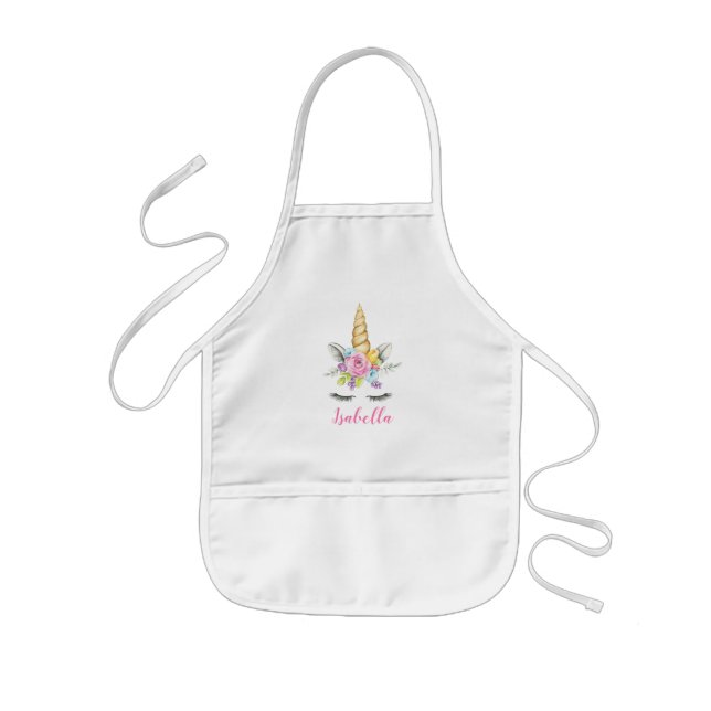 Tablier Enfant Personnalisation de l'Unicorne florale d'aquarelle (Devant)